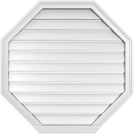 Ekena Millwork Octagonal Surface Mount PVC Gable Vent: Functional, w/ 2"W x 2"P Brickmould Sill Frame, 34"W x 34"H GVPOC34X3403SF